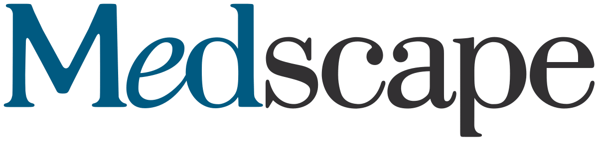 Medscape logo with "Med" in blue and "scape" in black, displayed in a serif font on a white background.