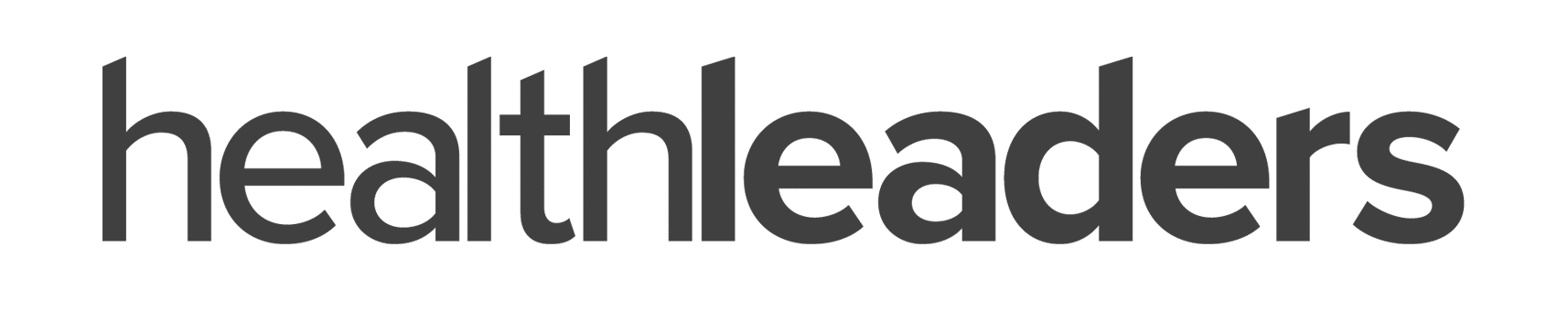 The word "healthleaders" is displayed in bold, lowercase, black letters on a light gray background.