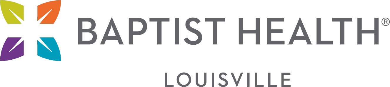 Baptist Health Louisville logo with a colorful abstract symbol on the left and text on the right.
